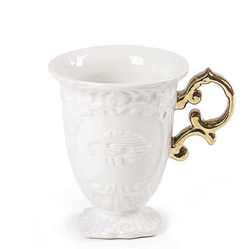 Кружка Seletti I-Mug Gold Белый Золотой в Ижевске | Loft Concept 