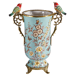 Ваза с двумя птичками из фарфора с бронзовыми элементами Garden of Eden варинант исполнения - 1 | Loft Concept в Ижевске