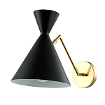 Бра черного цвета с конусообразным плафоном на золотом основании Loft Metal варинант исполнения - 1 | Loft Concept в Ижевске