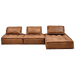 Модульное коричневое кожаное кресло Caron Leather Armchair варинант исполнения - 5 | Loft Concept в Ижевске