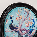 Полукресло из массива бука бирюзовое с изображением птиц и цветов Turquoise Chinoiserie Garden Chair варинант исполнения - 5 | Loft Concept в Ижевске