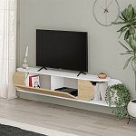 ТВ-тумба подвесная белая с полкой и откидной дверцей цвета древесины TONE TV STAND WHITE варинант исполнения - 3 | Loft Concept в Ижевске