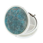 Таблетница карманная круглая с 3-мя отделениями и накладкой из натурального камня Апатит Голубой Silver Stone Pillboxes варинант исполнения - 2 | Loft Concept в Ижевске