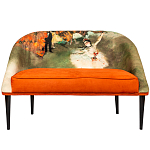Диван двухместный из натурального бука оранжевый с цветным принтом Impressionism in Art варинант исполнения - 1 | Loft Concept в Ижевске