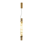 Подвесной светильник цилиндрической формы с плафоном из алебастра и металлическими торцами Латунь 60 см Cryptocrystalline Stone варинант исполнения - 2 | Loft Concept в Ижевске