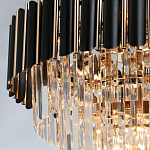 Люстра из черного металла с многоярусными подвесками из прозрачного хрусталя на золотой цепи Empire Black Chandelier Crystal варинант исполнения - 6 | Loft Concept в Ижевске
