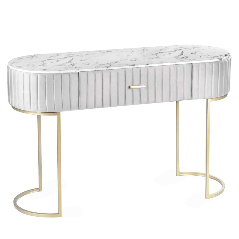 Консоль овальная на золотистых фигруных ножках Wall Console Белый Золотой в Ижевске | Loft Concept 