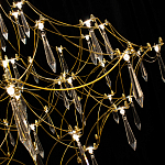 Люстра подвесная с изогнутым металлическим каркасом и множеством хрустальных подвесок Золото Диаметр 80 см Quasar варинант исполнения - 1 | Loft Concept в Ижевске