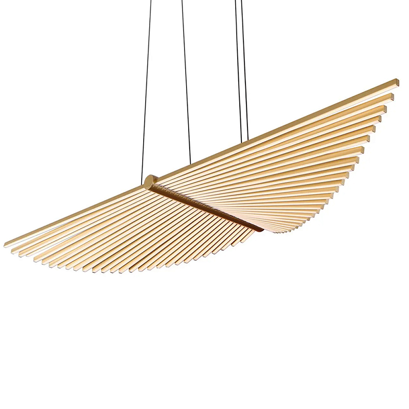 Люстра в виде распахнутых крыльев из тонких металлических планок Flight of Freedom Черный Золотой в Ижевске | Loft Concept 