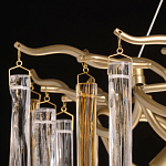 Люстра линейная золотого цвета с декоративными ветвями и длинными стеклянными подвесками в форме сосулек Droplet Chandelier варинант исполнения - 7 | Loft Concept в Ижевске