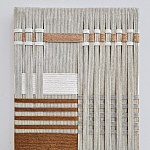 Панно из шнура Бежевая геометрическая абстракция wall panel line beige  варинант исполнения - 1 | Loft Concept в Ижевске