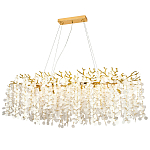 Линейная люстра с круглыми хрустальными подвесками Fairytree Gold Crystal Branches Linear Chandelier  варинант исполнения - 1 | Loft Concept в Ижевске
