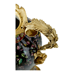 Ваза из фарфора черная с цветочной росписью и бронзовыми элементами Spring Garden варинант исполнения - 2 | Loft Concept в Ижевске