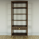 Стеллаж Elsa Dreams Walnut со стеклянными полками и ящиком варинант исполнения - 4 | Loft Concept в Ижевске