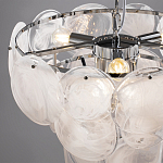 Люстра из белых стеклянных дисков на серебрянном каркасе White Glowing Reflectors варинант исполнения - 5 | Loft Concept в Ижевске