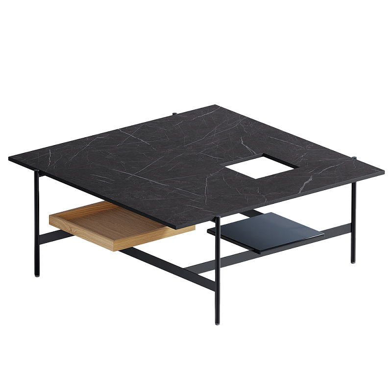 Karat журнальный столик цвета тёмный камень с съемным подносом Серый Черный в Ижевске | Loft Concept 