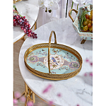 Блюдо овальное с ручкой и голубым фарфоровым дном с цветочным рисунком Blue Garden варинант исполнения - 3 | Loft Concept в Ижевске