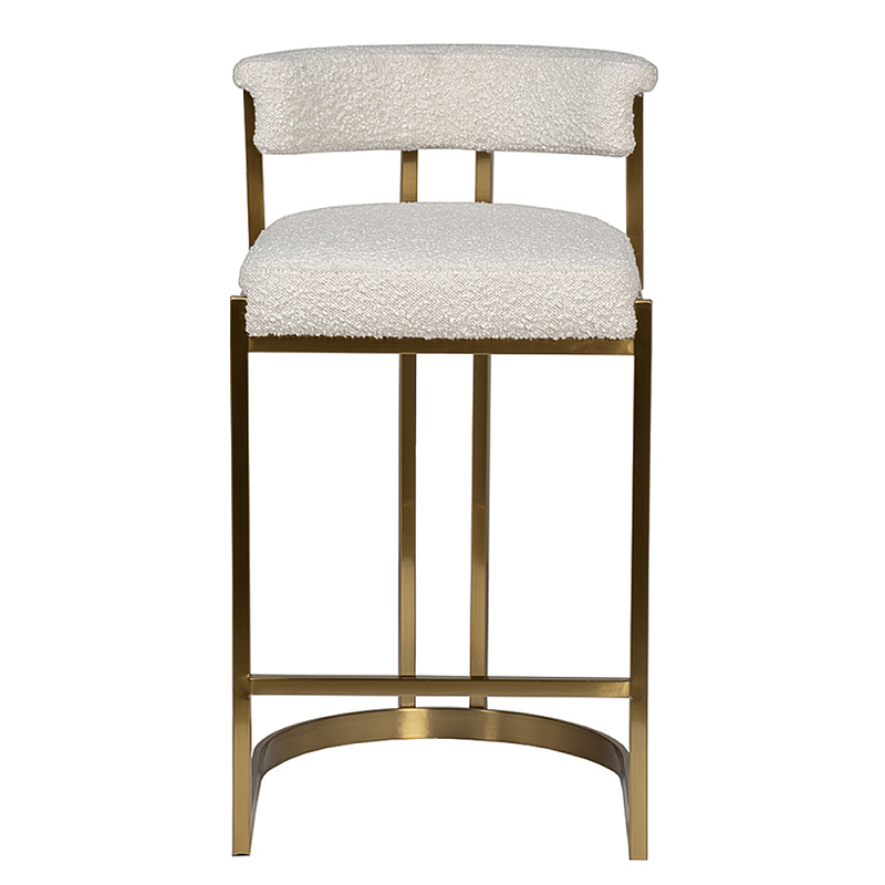 Стул барный букле бежевый с каркасом цвета матовое золото Tactility Бежевый матовое золото в Ижевске | Loft Concept 