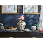 Блюдо овальное из голубого фарфора с ручками в виде бабочек и цветочным рисунком Blue Garden варинант исполнения - 4 | Loft Concept в Ижевске