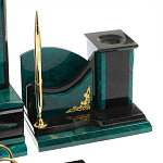 Настольный письменный набор из змеевика тёмно-зелёного цвета с декором в виде орла Successful Leader варинант исполнения - 5 | Loft Concept в Ижевске