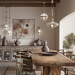 Подвесной светильник с круглым прозрачным плафоном и декоративной каменной вставкой Tectona  варинант исполнения - 7 | Loft Concept в Ижевске