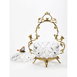 Конфетница с бронзовой ручкой и фарфоровой птичкой на крышке Eden Garden варинант исполнения - 2 | Loft Concept в Ижевске