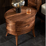 Прикроватный столик из дерева с 2-мя ящиками Moon Walnut Furniture варинант исполнения - 3 | Loft Concept в Ижевске