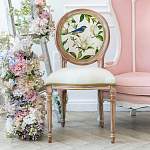 Стул бежевый из натурального бука с изображением птиц и цветов Blooming Blue Birds варинант исполнения - 3 | Loft Concept в Ижевске