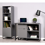 Стеллаж книжный цвета графит с 3-мя открытыми полками и дверкой Strict Lines варинант исполнения - 4 | Loft Concept в Ижевске