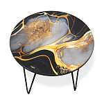 Стол журнальный с круглой столешницей из стекла Gold and Black Marble варинант исполнения - 2 | Loft Concept в Ижевске