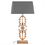 Настольная лампа на ажурном чугунном основании с тканевым серым абажуром Openwork Lamp варинант исполнения - 1 | Loft Concept в Ижевске