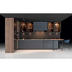 Комбинированный кухонный гарнитур сине-серого цвета с фасадом под дерево Benjamin Kitchen Set варинант исполнения - 4 | Loft Concept в Ижевске