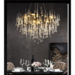 Люстра черная с прозрачными стеклянными подвесками в форме капель FAIRYTREE Light варинант исполнения - 4 | Loft Concept в Ижевске