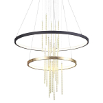 Люстра подвесная с 2-мя круглыми подвесами в черном и золотистом цвете и вертикальными подвесками Ring Horizontal варинант исполнения - 1 | Loft Concept в Ижевске