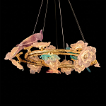 Люстра круглая на золотом каркасе с птичками и цветочным декором Miscellaneous herbs варинант исполнения - 4 | Loft Concept в Ижевске