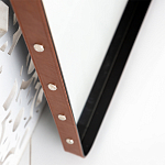 Зеркало прямоугольное в металлической раме с кожаной отделкой Loft in Reflection варинант исполнения - 3 | Loft Concept в Ижевске