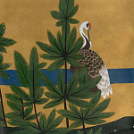 Обои ручная роспись Tsuro Cranes Original colourway on Gold Bullion gilded silk варинант исполнения - 2 | Loft Concept в Ижевске