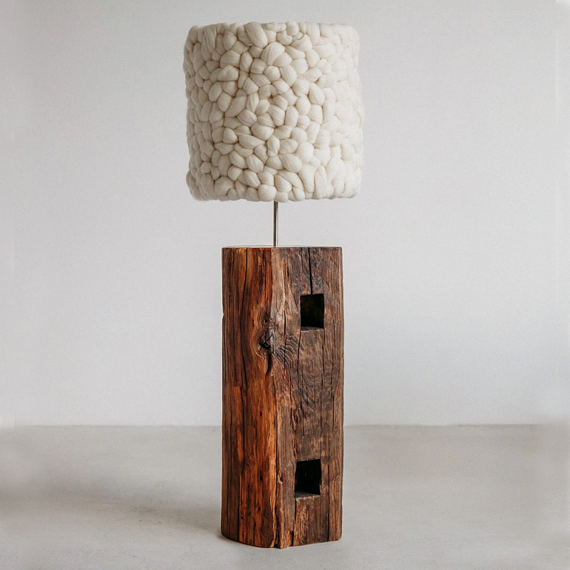 Торшер с вязаным абажуром Woolen Floor Lamp Белый Коричневый в Ижевске | Loft Concept 