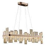 Люстра подвесная прямоугольная с рифлёными прозрачными элементами и золотым основанием Aurea Vista варинант исполнения - 1 | Loft Concept в Ижевске