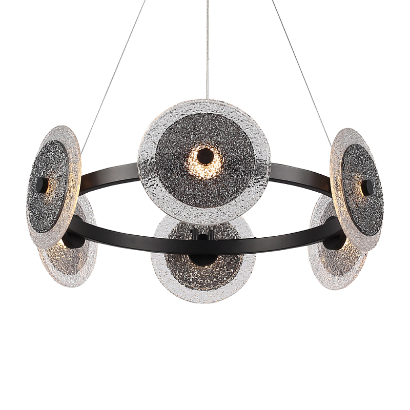 Люстра с плафонами из фактурного двойного стекла Heterochromia Дымчатый (Smoke) Черный в Ижевске | Loft Concept 