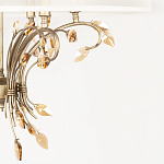 Люстра подвесная круглая с тканевым полупрозрачным абажуром и подвесками 6 ламп Gilded Elegance варинант исполнения - 6 | Loft Concept в Ижевске