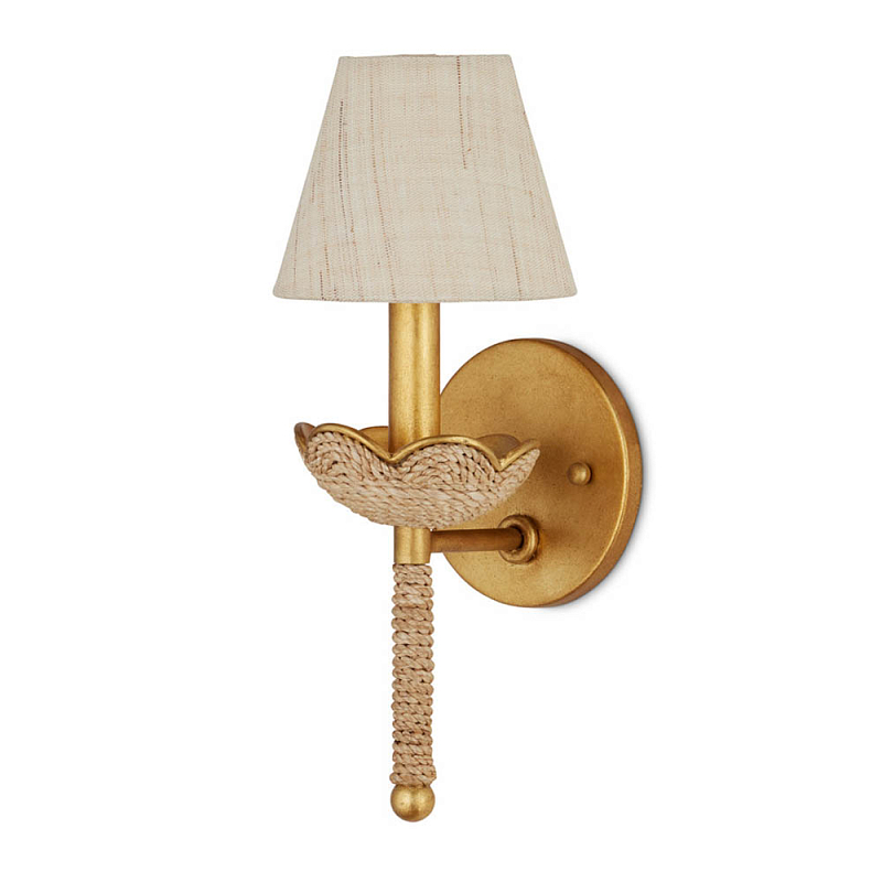 Бра из кованого железа с отделкой плетеной веревкой и сусальным золотом Parisian Style Золотой Бежевый в Ижевске | Loft Concept 