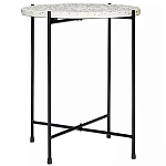 Кофейный столик с круглой разноцветной столешницей на 4-х черных ножках Multicolored Stone Composite варинант исполнения - 1 | Loft Concept в Ижевске