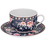 Чайный набор из фарфора синий на 6 персон 12 предметов Flower Porcelain Collection варинант исполнения - 1 | Loft Concept в Ижевске