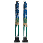 Комплект из 2-х деревянных статуэток Asmat Statuettes Blue Green варинант исполнения - 4 | Loft Concept в Ижевске