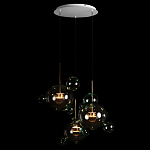 Люстра подвесная с прозрачными бирюзовыми стеклянными шарами и круглым основанием 3 лампы Giopato & Coombes варинант исполнения - 2 | Loft Concept в Ижевске