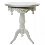 Стол приставной круглый белого цвета из массива бука с легкими потертостями White Provence варинант исполнения - 1 | Loft Concept в Ижевске