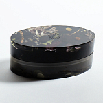 Шкатулка из эпоксидной смолы с цветами черная Epoxy Resin Oval Box Black варинант исполнения - 4 | Loft Concept в Ижевске