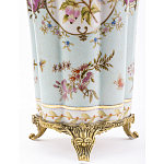 Ваза голубого цвета из фарфора с цветочным рисунком и бронзовой стрекозой Blue Garden варинант исполнения - 3 | Loft Concept в Ижевске