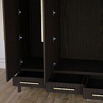 Большой Шкаф Primo Темный орех с 3 дверьми и 3 выдвижными ящиками варинант исполнения - 7 | Loft Concept в Ижевске